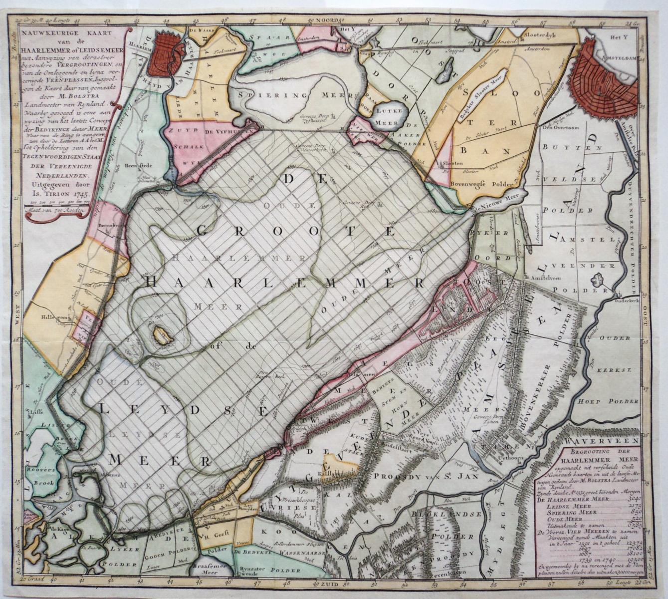 Map of Haarlemmermeer by Isaak Tirion in 1745